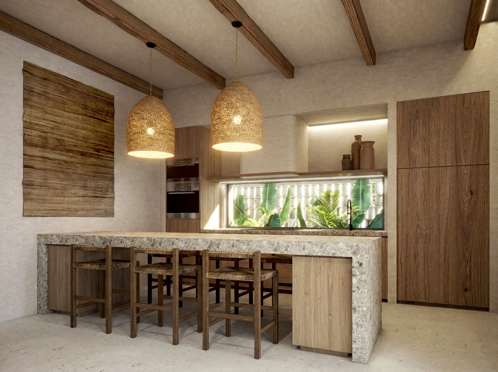 Kitchen with terrazzo island